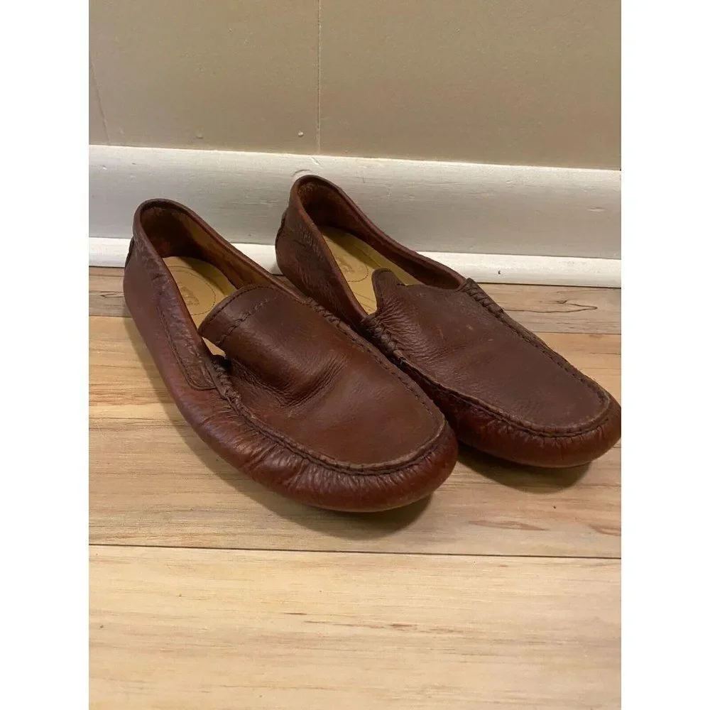 UGG F19116F Henrick Brown Leather Moc Toe Slip On Loafer Slipper Shoes Men's 7